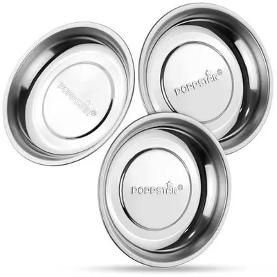 Zdjęcie produktu dla Miski magnetyczne stal nierdzewna okrągłe do warsztatu 3 sztuki