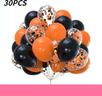 Immagine prodotto di INF Set di 30 Palloncini in Lattice Nero e Arancione - Decorazioni Feste