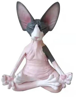 Productafbeelding van Roze grijze yogakattenbeeldje, decoratie