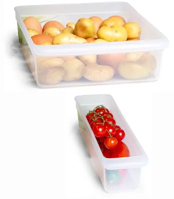 Produktbild von Novaliv Kühlschrank 2er Set Organizer Kühlschrank Klein + Groß BPA-frei Küchenordnung küchenorganizer Kühlschrankorganizer Lebensmittelecht FFlaschen Organizer Ablagefach Kühlschrankfach