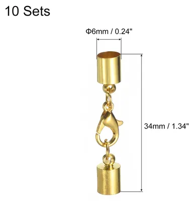 Produktbild von 10 Stš¹ck Kettenverschluss 6mm Lederkordel Endkappen mit Karabinerverschlš¹ssen Verschluss fš¹r Armb?nder Verschlš¹sse DIY Schmuckherstellung Herstellung Lederarmb?ndern, Goldfarben