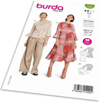 Obrázok produktu pre Strih Burda 5884 - Blúzkové šaty, blúzka