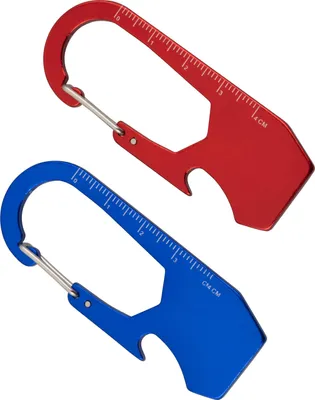 Produktbild von 2x Schlüsselanhänger mit Karabinerhaken,Flaschenöffner,Lineal / je 1x rot + blau