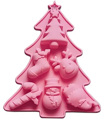 Immagine prodotto di Stampo in silicone a forma di albero di Natale per cioccolato, sapone, caramelle, torte, gelatine - Rosa