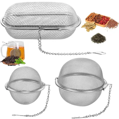 Produktbild von Gewürzsieb Set - 3-teilig aus Edelstahl - Teeei und Gewürzei zum Mitkochen