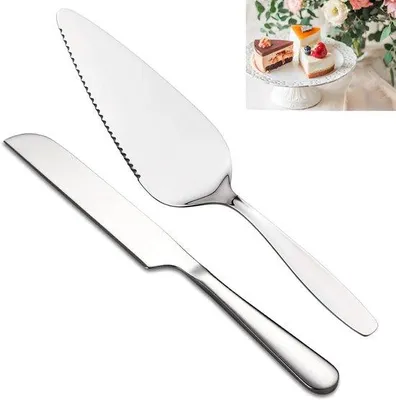Produktbild von Famanu Tortenheber und Tortenmesser Set - Silber mit Torten-Ausstechern