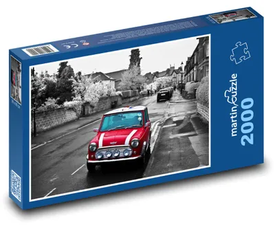 Zdjęcie produktu dla Puzzle 2000 Czerwony samochód na ulicy miejskiej - martinpuzzle