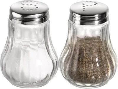 Produktbild von APS 40501 Salz- und Pfefferstreuer, je Ø 5 cm, Höhe 6,5 cm, Behälter aus Glas, Edelstahl-Deckel