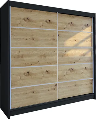 Produktbild von MIRJAN24 Schiebetürenschrank Talin IV, Stilvoll Schlafzimmer Kleiderschrank (Farbe: Schwarz / Artisan Eiche)