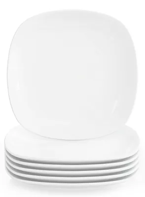 Produktbild von MALACASA Elisa Kuchenteller 6-tlg Porzellan Dessertteller Weiß Eckig 19cm