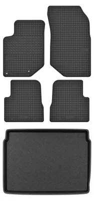 Image de Tapis en caoutchouc + bac de coffre pour Peugeot 2008 II 2019- (SUV, plancher bas) – 5 pièces, noirs, sur mesure