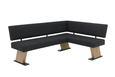 Produktbild von Hela Tische, Eckbank Sitzecke Lyon, langer Schenkel links, Bezug Webstoff Anthrazit, Holzfüße Nachbildung Artisan Eiche, Komfortsitz Federkorb,Maß 150x210cm