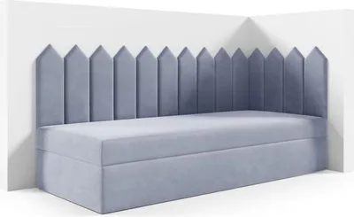 Produktbild von LIKMA Kinderbett 100x200 cm Silber Bett mit Bettkasten Jugendbett Polsterbett Kopfteil Velvet Stoff