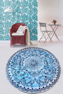 Image de Conceptum Hypnose, Raiya- Raiya ÇapCHL, Bleu, Tapis à poils courts, 80 x 80 cm, 100% POLYESTER