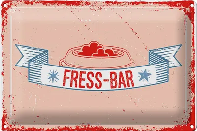 Produktbild von Blechschild Spruch 30x20cm Fress-Bar