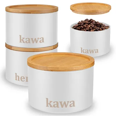 Produktbild von Galicja Roland Metall-Dose mit Bambusdeckel Kaffee weiß