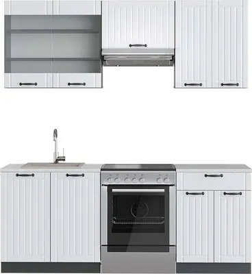 Obrázok produktu pre Kuchynský kút Vicco Fame-Line Biely vidiecky dom/antracit 200 cm , AP Marble, Model 42364