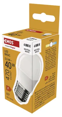 LED žárovka Basic Mini Globe / E27 / 5,5 W (40 W) / 470 lm / neutrální bílá