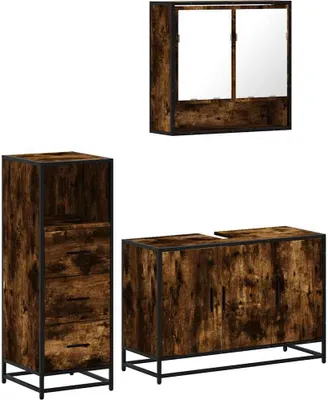 Immagine prodotto di vidaXL Set di mobili da bagno a 3 pezzi in legno di quercia affumicata