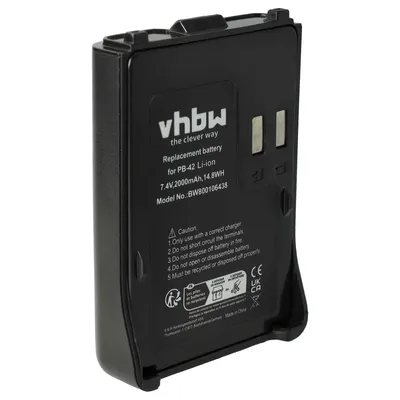 Produktbild von vhbw Akku Ersatz für Kenwood PB-42Li, PB-42L, PB-42 für Funkgerät, Walkie Talkie (2000 mAh, 7,4 V, Li-Ion)