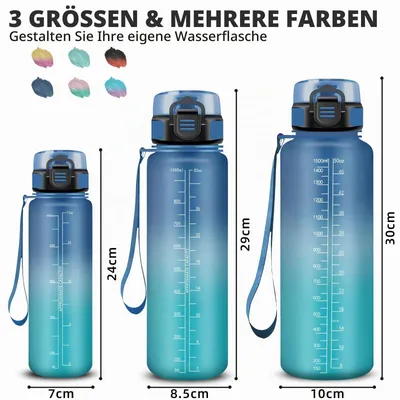 Produktbild von Trinkflasche 1l Mujigaga, Auslaufsicher, Wasserflasche mit Filter, Sportflasche