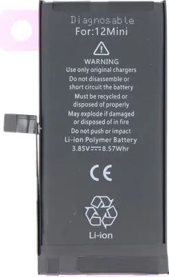 Produktbild von Akku passend für Apple iPhone 12 mini, diagnostizierbar, Li-Polymer, 3,85V, 2227mAh, 8,57Wh, ohne Werkzeug