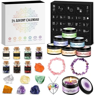 Image de Solidchoice - Calendrier de l'Avent avec bougies parfumées et pierres précieuses