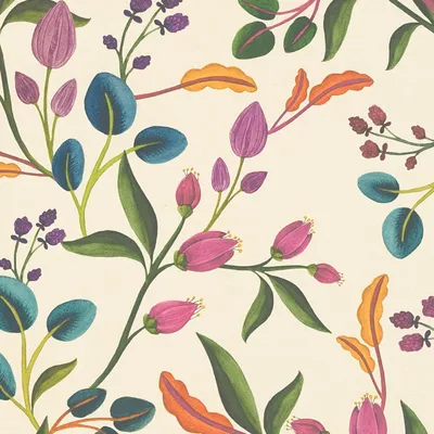 Immagine prodotto di Profhome 782111-GU Carta da parati floreale opaca crema verde lilla blu 5,33 m2