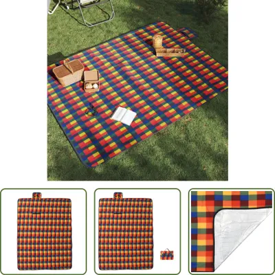 Obrázok produktu pre The Living Store Skladacia pikniková deka Viacfarebná kockovaná 200x150 cm Velvet