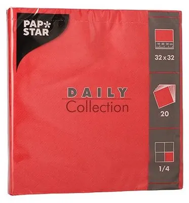 Produktbild von Servietten "DAILY Collection" 1/4-Falz 32 cm x 32 cm rot , 15 x 20 Stück