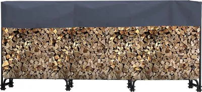 Productafbeelding van Houtopslag - Houtopslagrek van metaal, 272 x 25 x 95 cm, met beschermhoes - voor de tuin - houtopslagrek - capaciteit: 10 m³ / 15 SRM - hulpmiddel voor het stapelen van hout