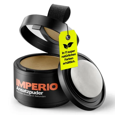 Produktbild von IMPERIO Ansatzpuder - Haar Concealer zur Haarverdichtung für Frauen und Männer, wasserfestes Haar Make-up zum Ansatz kaschieren - 4g (dunkelblond)