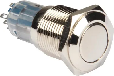 Produktbild von Velleman R1611, Drucktasten-Schalter, Kabelgebunden, Messing, Nickel, IP65, 230 V