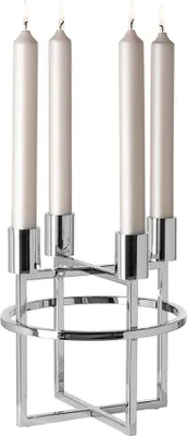 Produktbild von Fink CAPRICE, Leuchter, 4-flammig, Edelstahl , Aluminium, vernickelt, glänzend, silberfarben, L. 21.5 cm, B. 21.5 cm, H. 23 cm, D. 21.5 cm 145223