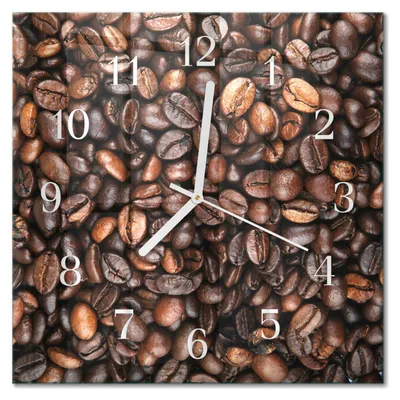 Produktbild von Tulup Glasuhr Wanduhr Küchenuhr Echt-Glas 30x30 cm Modern Dekorativ Geräuschlos Weiße Zeiger - Kaffeebohnen
