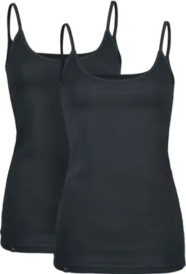 Produktbild von Black Premium by EMP Damen schwarze Tops mit Rundhalsausschnitt im Doppelpack XXL
