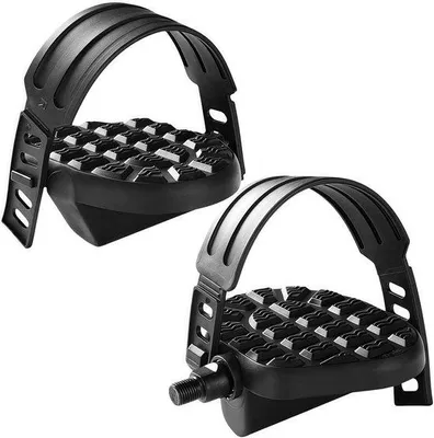 Immagine prodotto di Pedali regolabili per bicicletta con cinghie, 9/16 pollici, antiscivolo, per cyclette, mountain bike e bike (neri).