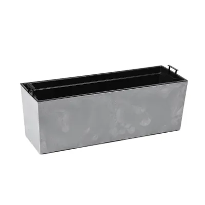 Image de Jardinière en plastique Begonie eco concrete effect 190x560 mm, béton gris