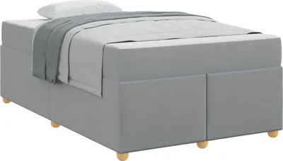 Image de Cadre de lit avec matelas Gris clair 120 x 200 cm tissu