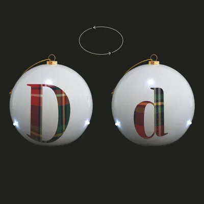 LED Weihnachtskugel Ø 10 cm, Monogramm D, doppelseitig