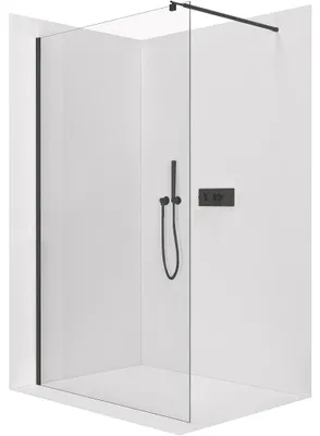 Obrázok produktu pre Sprchová zástená Walk-in Onyx Round, ľavá/pravá - 10 mm - okrúhla nosná konštrukcia - čierna matná, priehľadné sklo - 120x200 cm
