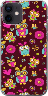 Produktbild von MuchoWow® Handyhülle Schutzhülle Hülle für Telefoonhoesje iPhone 12 Mädchen - Eule - Schokolade - Muster - Mädchen - Kind - Kinder Silikon Softcase Handy Hülle - Schutzhülle