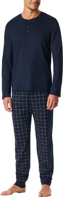 Produktbild von Schiesser langer Pyjama dunkelblau kariert