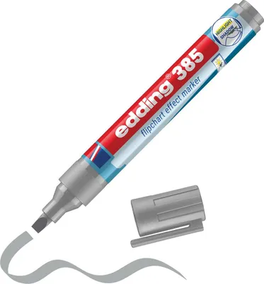 Obrázok produktu pre Edding 385 Flipchart, 1 kusov, Strieborná, Štetinkové zakončenie, Plast, Kolo, 1 mm