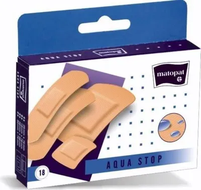 Zdjęcie produktu dla Plastry z opatrunkiem Matopat Aqua Stop, 18 sztuk