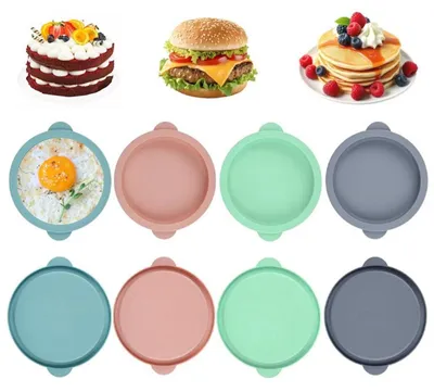 Immagine prodotto di Stampi in silicone per panini e muffin, confezione da 8 pezzi, diametro 10 cm, resistenti al calore, riutilizzabili