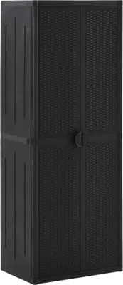 Image de vidaXL vidaXL - Armoire de jardin - 65x45x172 - cm - PP - Rotin - noir