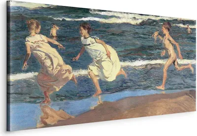 Produktbild von Vlies Leinwandbild - Running along the Beach (Joaquín Sorolla y Bastida) 60x30 cm Reproduktionen l-G-10373-b-a