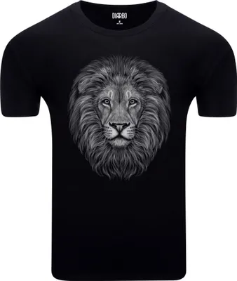 Produktbild von Diarbo Herren T-Shirt mit Aufdruck Wildtierporträts Löwenkopf Schwarz Gr.S