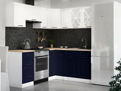 Obrázek produktu pro Rohová kuchyňská linka ASTRID 190x170cm - Bílá + marine blue